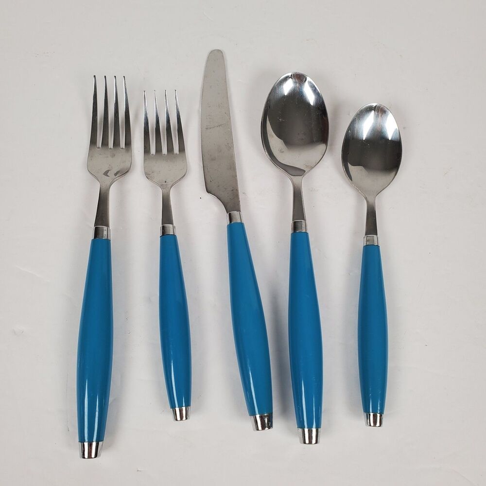 Fiesta Flatware 5pc PLACE SETTING Round Handle Peacock